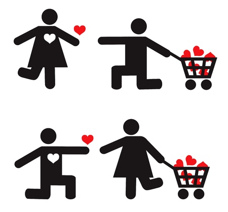 Stylized man and woman vector icons. Love conceptのイラスト素材
