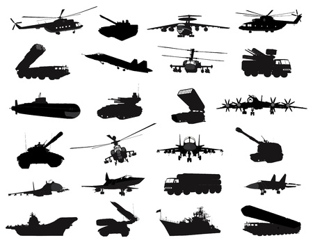 Detailed weapon silhouettes setのイラスト素材
