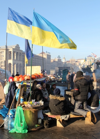 KIEV, UKRAINE - DECEMBER 24: Anti-governmental and pro-European integration protests on December 24, 2013 in Kiev, Ukraineのeditorial素材