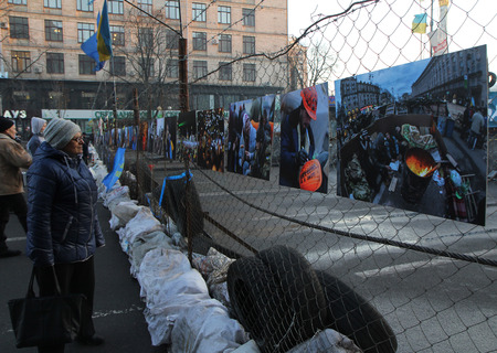 KIEV, UKRAINE - DECEMBER 24: Anti-governmental and pro-European integration protests on December 24, 2013 in Kiev, Ukraineのeditorial素材
