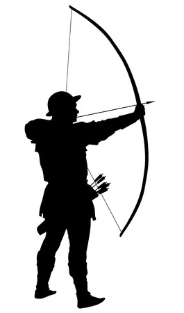 Archer with bow and arrow detailed vector silhouette  のイラスト素材