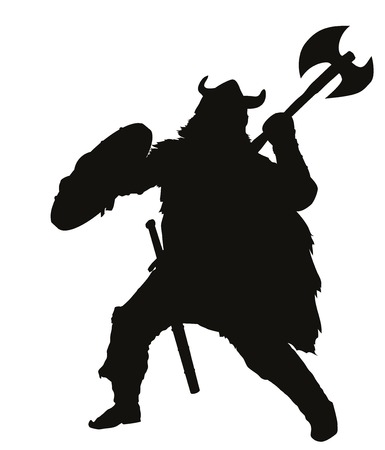 Fighting viking detailed vector silhouette  のイラスト素材