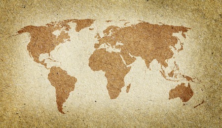 Vintage world map. Old paper texture backgroundの写真素材