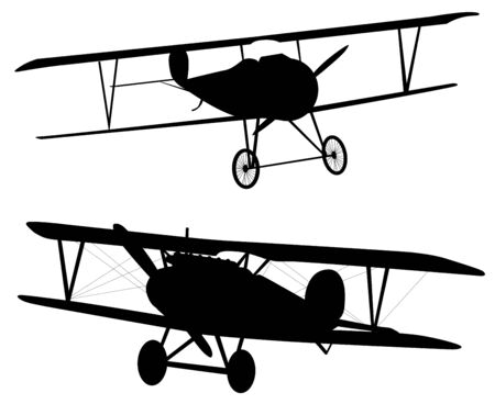 Vector biplanes silhouettesのイラスト素材
