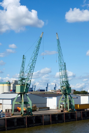 Container terminal in the port of Hamburg.の写真素材
