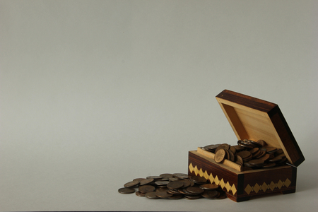 box with coinsの写真素材