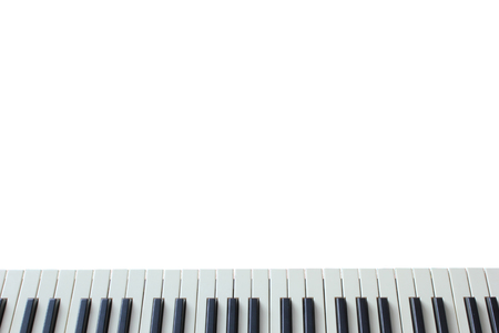 keys of a musical instrument at the bottom of the frame isolated on white backgroundの写真素材