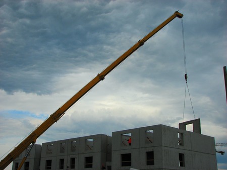 crane on the site, beautiful sky