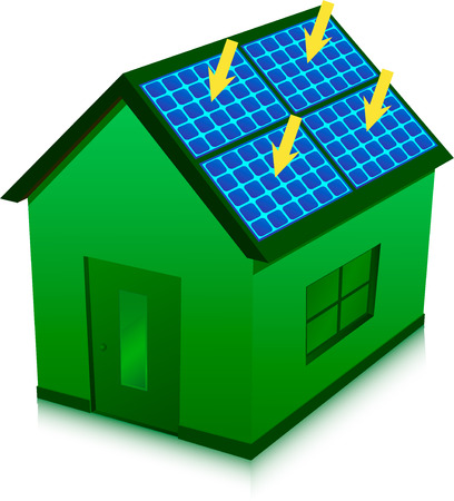 solar energy houseのイラスト素材