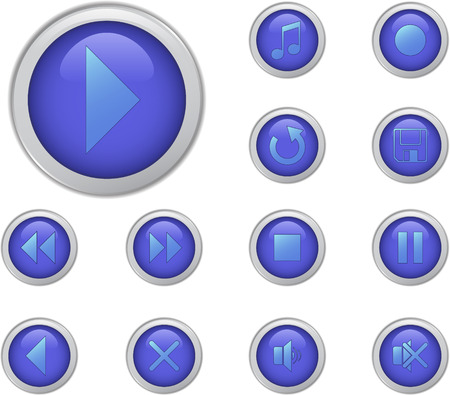 Blue media music buttons setのイラスト素材