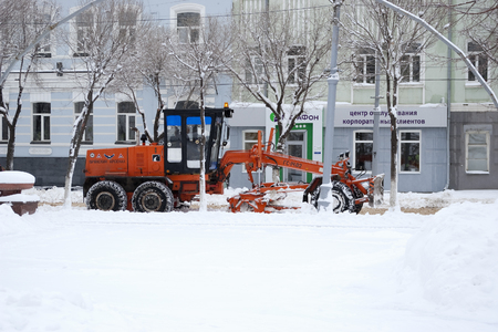 Snowplows in the streets. Orenburg. Russia. 07.02.2009のeditorial素材