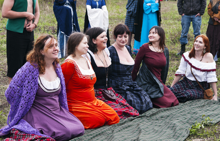 Competition for the best bust. "Beltane". Annual role festival dedicated to the Celtic festival of love, spring and fertility. Orenburg, Russia. 05/16/2015のeditorial素材