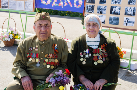 Veterans of war and work in celebration of "Victory Day"のeditorial素材