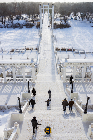 Orenburg, Russia-10 october, 2018:Descent to the Ural River in Orenburg / Photo taken in Russia at winter .のeditorial素材