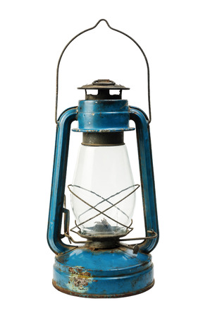 Old kerosene lantern. Object isolated on white backgroundの写真素材