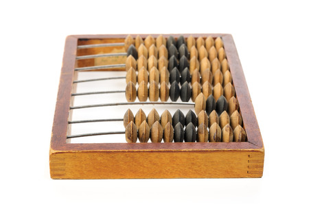 Old wooden abacus. Object isolated on white background