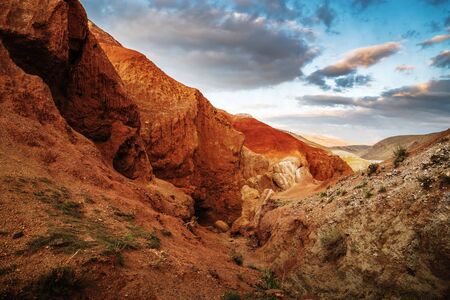 "Martian" landscapes. Chui steppe, Kyzyl-Chin valley. Autumn in the Altai Mountainsの写真素材