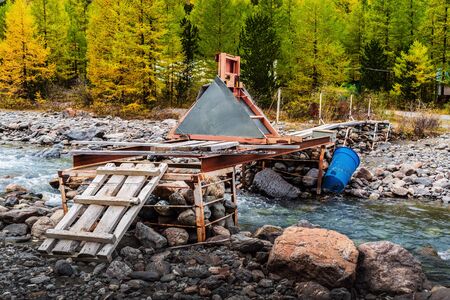 Mini hydroelectric power station in Aktru climber camp, Altai Republic, Russiaの写真素材