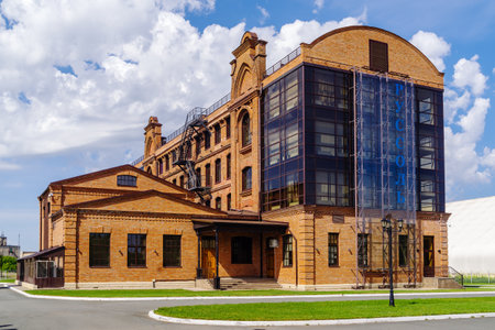 Orenburg, Russia - June, 14, 2021: Loft style office building of Russol company, rebuilt from an old...