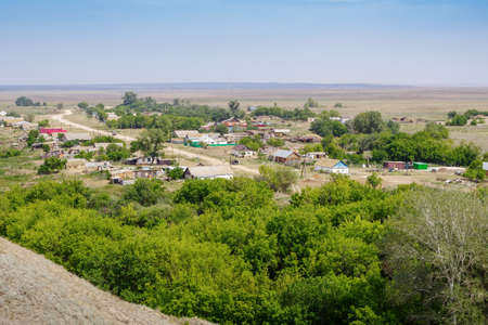 Belyaevka village, Sol-Iletsky district, Orenburg region, Russia - August, 10, 2021: Steppe villageのeditorial素材
