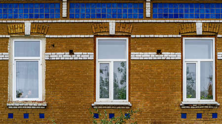 Orenburg, Russia - September, 04, 2021: Modern plastic double-glazed windows in the windows of an...
