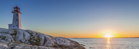 Panorama of Peggys Cove Lighthouseの写真素材