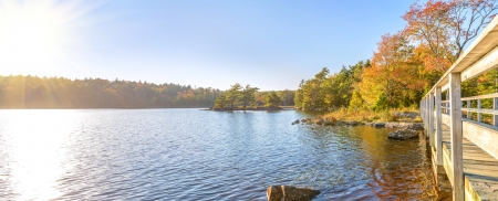 Fall foliage scene  Dollar Lake, Nova Scotia, Canada の写真素材