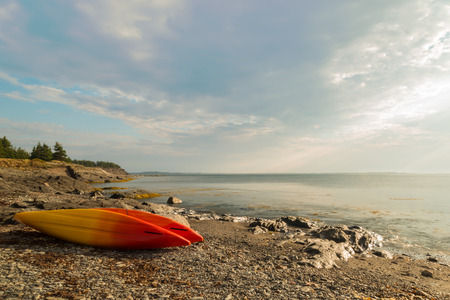 Kayaks on the ocean shore  South Shore, Nova Scotia, Canada の写真素材