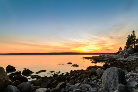Beach at Sunset using long shutter speed (South Shore,Nova Scotia, Canada)の写真素材