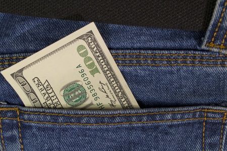 hundred dollars in  pocket jeans