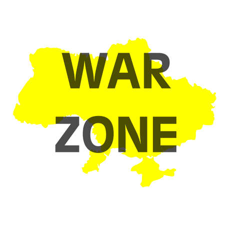 The inscription War Zone on the background of the map of Ukraine. no war.の写真素材