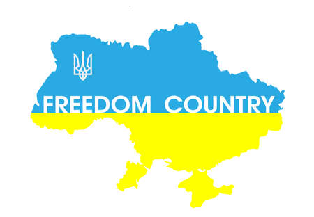 Map of Ukraine in national colors.の写真素材