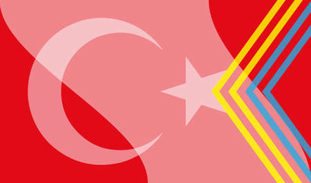 Flag of Turkey with Ukrainian theme. Friendship of countries. support. negotiation.の写真素材