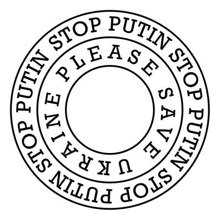 Logo or print with a call for peace in Ukraine. War and aggression of Russia.の写真素材