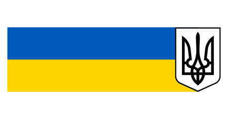 Flag and coat of arms of Ukraine.の写真素材