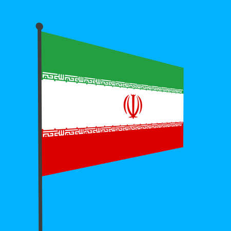A simple flag of Iran on a flagpole.の写真素材