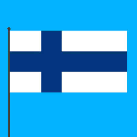 A simple flag of Finland on a flagpole.の写真素材