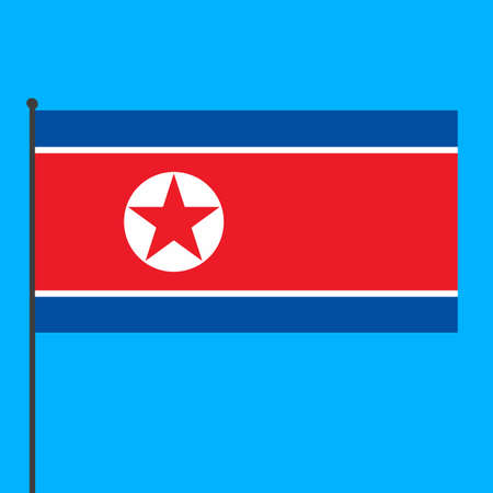 A simple flag of North Korea on a flagpole.の写真素材