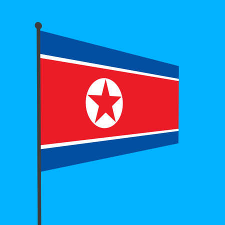 A simple flag of North Korea on a flagpole.の写真素材