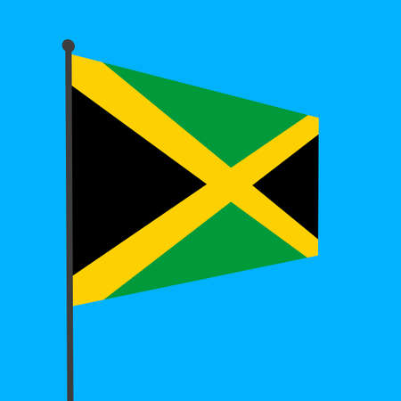 A simple flag of Jamaica on a flagpole.の写真素材