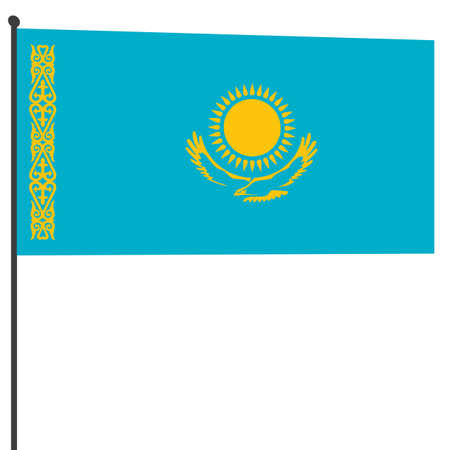 Flag of Kazakhstan on a white background.の写真素材