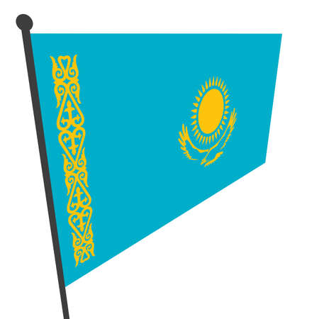 Flag of Kazakhstan on a white background.の写真素材
