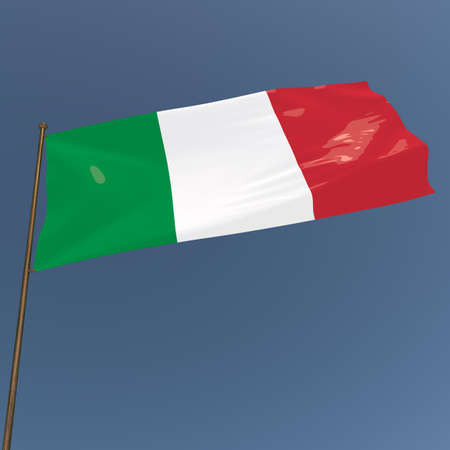 Flag of italy on a gray-blue background. 3d rendering.の写真素材