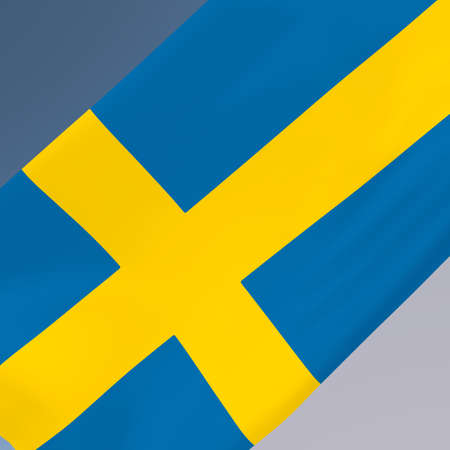 Flag of Sweden on a gray-blue background. 3d rendering.の写真素材