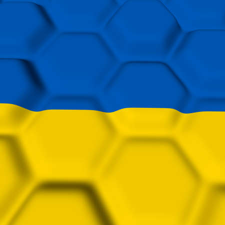 Abstract blue-yellow background in the form of three-dimensional hexagons. 3d rendering