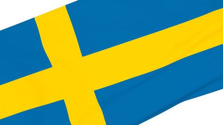 Swedish flag in the wind. 3d rendering simulation.の写真素材