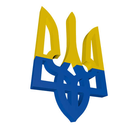 3D coat of arms of Ukraine. state symbol.の写真素材