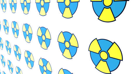 Background from the sign of radiation. nuclear war. 3D rendering.