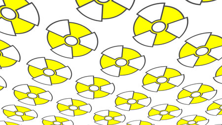 Background from the sign of radiation. nuclear war. 3D rendering.の写真素材