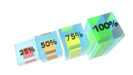 Columns with numbers and percentages. economy growth chart. business project. sales report. 3D rendering.の写真素材
